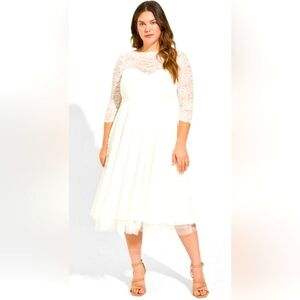 Torrid Ivory Tea Length Wedding Dress, Size 20